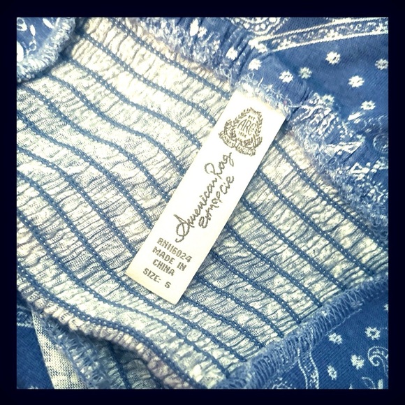 🎉HP🎉American Rag Asymmetrical Blue Print Boho Maxi Dress S Pre-Owned - Picture 6 of 6